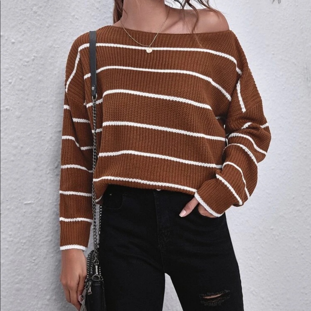 Stripped drop shoulder sweater